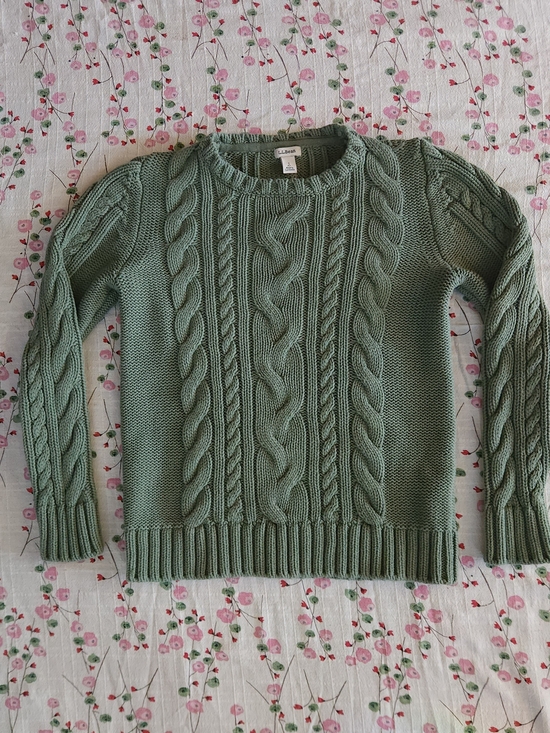 L.L. Bean Sweaters - L.L. Bean Double L Cable Crewneck Sweater Sage Green Bay Leaf Cotton Size Small